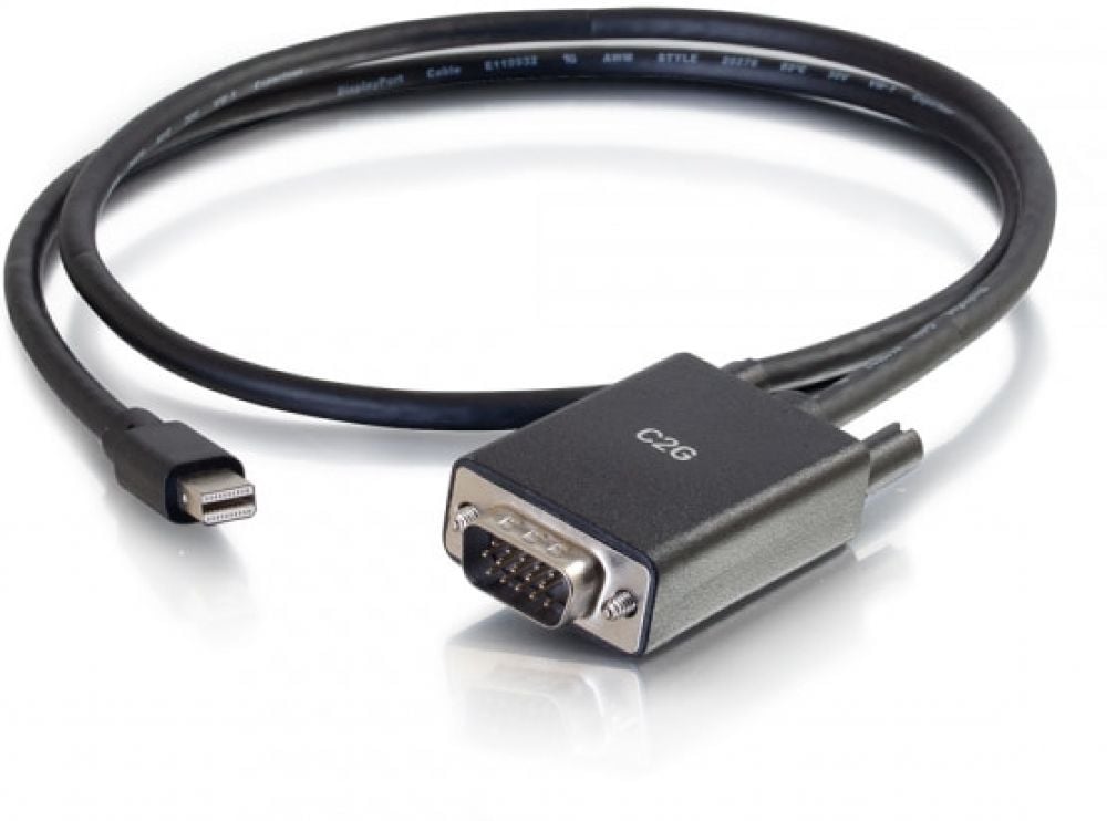 C2G 6ft Mini DisplayPort Male to VGA Male Active Adapter Cable - Black