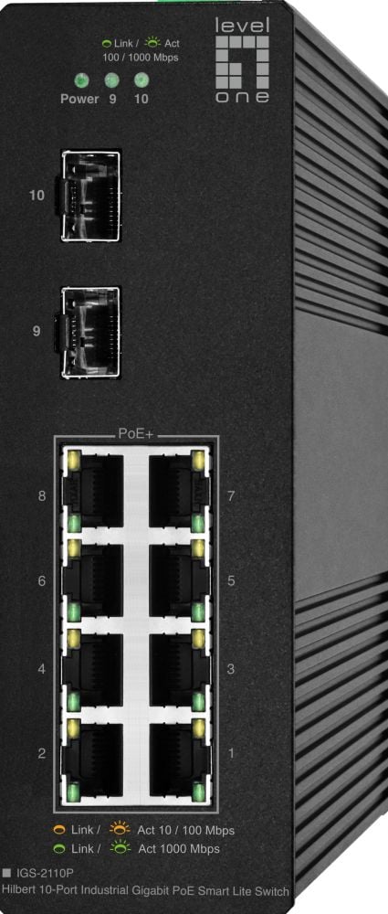 LevelOne Switch 10x GE IGS-2110P 2xSFP, 8x PoE Outputs