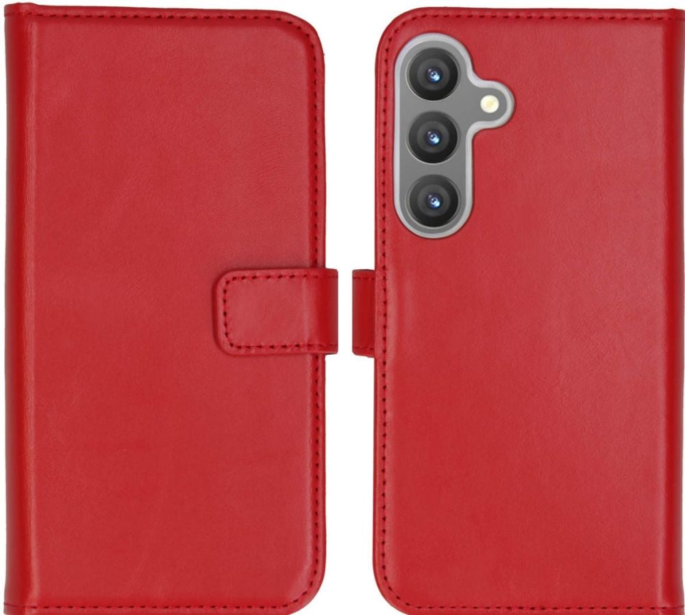 Selencia Echt Lederen Bookcase Samsung Galaxy S24 - Rood