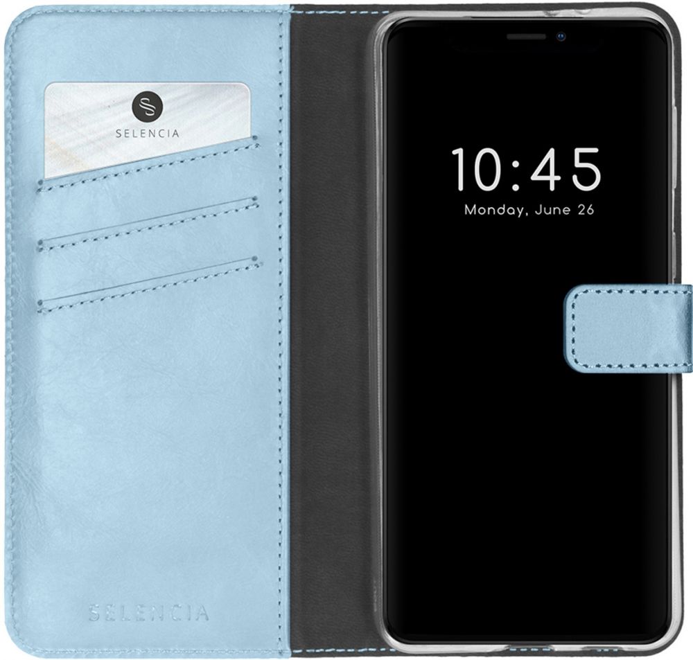 Selencia Echt Lederen Bookcase iPhone 13 Mini - Lichtblauw