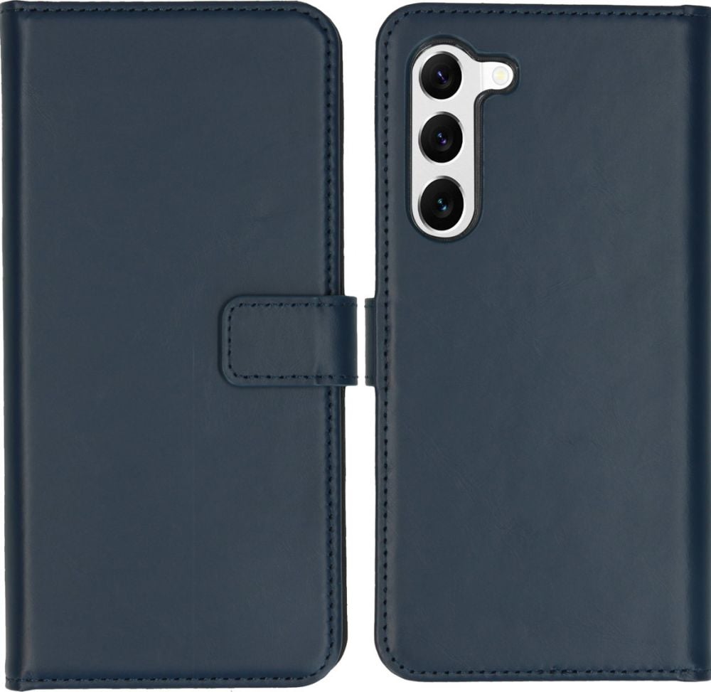 Selencia Echt Lederen Bookcase Samsung Galaxy S23 - Blauw