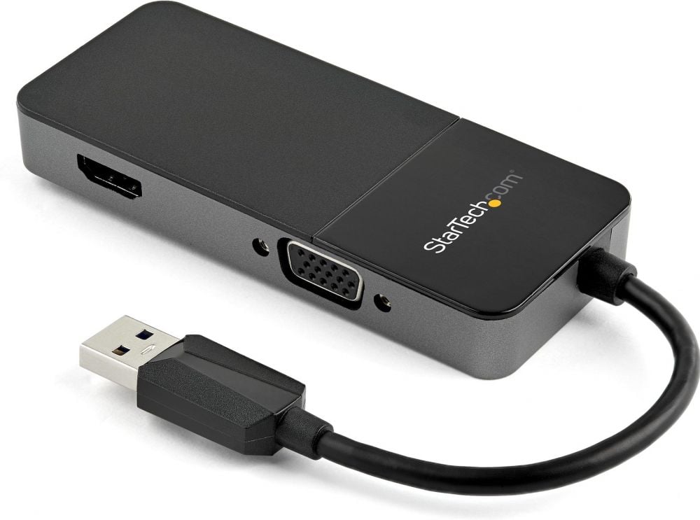 StarTech.com USB 3.0 naar HDMI en VGA Adapter, 4K1080p USB Type-A Dual Monitor Multiport Adapter Converter, Externe Grafische Videokaart voor Meerdere