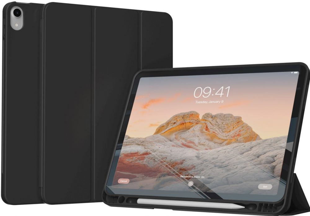 Accezz Smart Silicone Bookcase iPad Air 11 inch (2024) M2 / Air 5 (2022) / Air 4 (2020) - Zwart