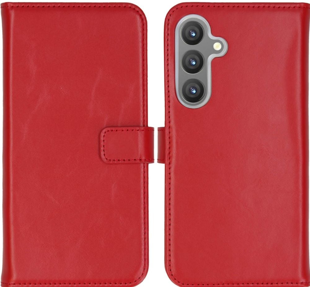 Selencia Echt Lederen Bookcase Samsung Galaxy S24 Plus - Rood